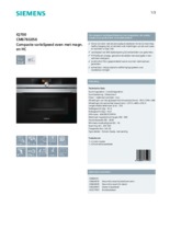 Product informatie SIEMENS oven met magnetron inbouw CM676G0S6