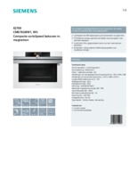 Product informatie SIEMENS oven met magnetron inbouw CM676GBW1