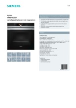Product informatie SIEMENS oven met magnetron inbouw HM676G0S1