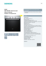 Product informatie SIEMENS oven rvs inbouw HB21AB520E