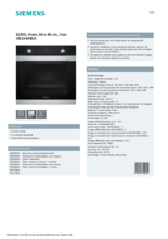 Product informatie SIEMENS oven rvs inbouw HB334ABS0