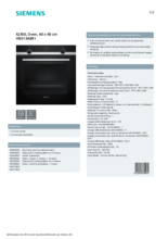 Product informatie SIEMENS oven rvs inbouw HB513ABR1