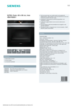 Product informatie SIEMENS oven rvs inbouw HB676GBS1