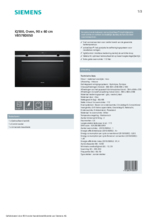 Product informatie SIEMENS oven zwart inbouw VB578D0S0