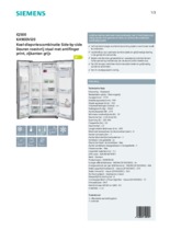 Product informatie SIEMENS side-by-side koelkast rvs KA90DVI20
