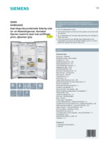 Product informatie SIEMENS side-by-side koelkast rvs KA90GAI20