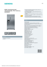 Product informatie SIEMENS side-by-side koelkast rvs KA93DAIEP