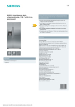 Product informatie SIEMENS side-by-side koelkast rvs KA93GAIEP