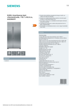 Product informatie SIEMENS side-by-side koelkast rvs KA93NVIFP