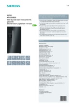 Product informatie SIEMENS side-by-side koelkast zwart KA92DSB30