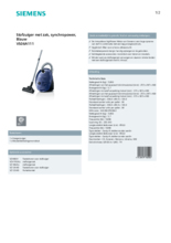 Product informatie SIEMENS stofzuiger blauw VS06A111