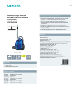 Product informatie SIEMENS stofzuiger blauw VSZ1RK2128