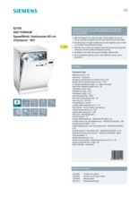 Product informatie SIEMENS vaatwasser SN215W04AE