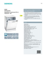 Product informatie SIEMENS vaatwasser SN25D202EU
