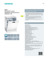 Product informatie SIEMENS vaatwasser SN25L201EU