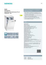 Product informatie SIEMENS vaatwasser SR25E207EU