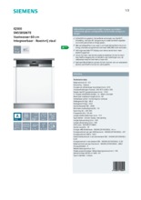 Product informatie SIEMENS vaatwasser inbouw SN558S06TE