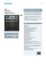 Product informatie SIEMENS vaatwasser inbouw SN636X10IE