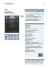 Product informatie SIEMENS vaatwasser inbouw SX657X02PE