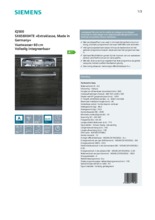 Product informatie SIEMENS vaatwasser inbouw SX658X04TE