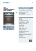 Product informatie SIEMENS vaatwasser inbouw SX69M092NL