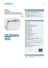 Product informatie SIEMENS vaatwasser compact SK25E203EU