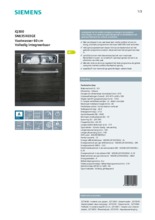 Product informatie SIEMENS vaatwasser inbouw SN635X03GE