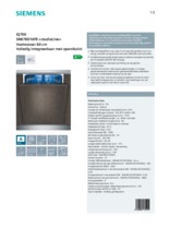 Product informatie SIEMENS vaatwasser inbouw SN878D16PE