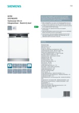 Product informatie SIEMENS vaatwasser inbouw SX578S26TE
