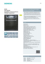 Product informatie SIEMENS vaatwasser inbouw SX614X02AE