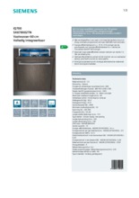 Product informatie SIEMENS vaatwasser inbouw SX678X02TN