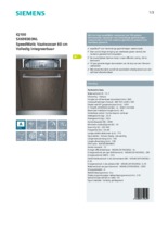Product informatie SIEMENS vaatwasser inbouw SX69E003NL