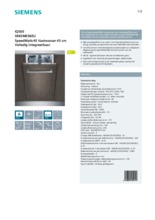 Product informatie SIEMENS vaatwasser inbouw smal SR65M036EU
