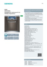 Product informatie SIEMENS vaatwasser inbouw smal SR66T098EU