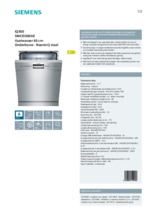 Product informatie SIEMENS vaatwasser onderbouw rvs SN435S00AE