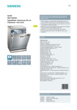 Product informatie SIEMENS vaatwasser rvs-look SN215I02AE