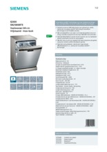 Product informatie SIEMENS vaatwasser rvs-look SN258I00TE