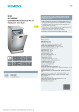 Product informatie SIEMENS vaatwasser smal SR236I00ME