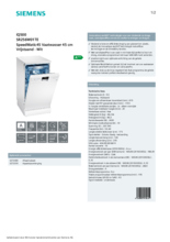Product informatie SIEMENS vaatwasser smal SR256W01TE