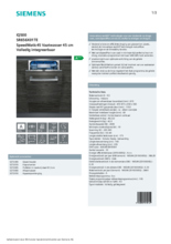 Product informatie SIEMENS vaatwasser smal SR656X01TE