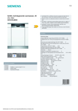 Product informatie SIEMENS vaatwasser smal inbouw SR53HS28KE