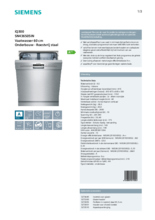 Product informatie SIEMENS vaatwasser onderbouw SN436S05IN