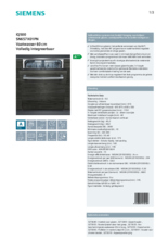 Product informatie SIEMENS vaatwasser verhoogd SN657X01PN