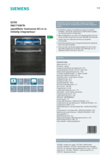 Product informatie SIEMENS vaatwasser verhoogd SN677X06TN