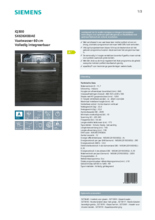 Product informatie SIEMENS vaatwasser verhoogd SX636X00AE