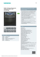 Product informatie SIEMENS vaatwasser verhoogd inbouw SX736X19NE