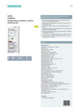 Product informatie SIEMENS vrieskast inbouw FI24DP02