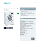 Product informatie SIEMENS wasmachine WG44G007NL
