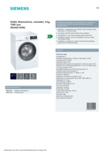 Product informatie SIEMENS wasmachine WG44G100NL