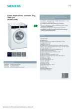 Product informatie SIEMENS wasmachine WG44G209NL